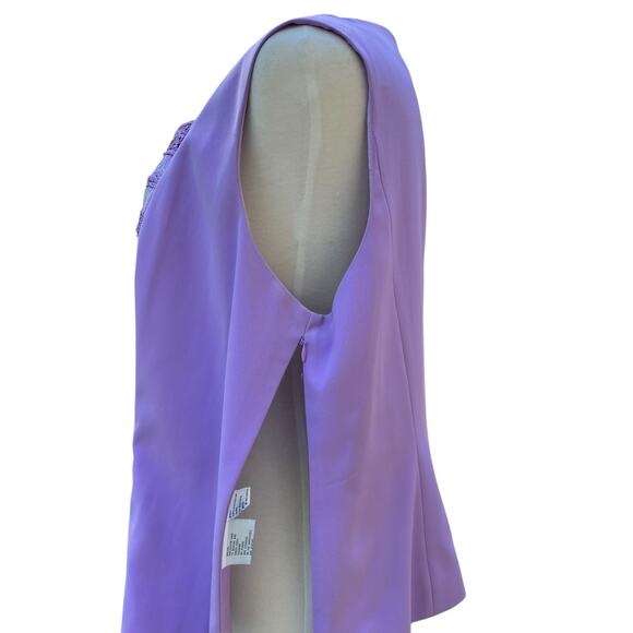 Louise Ricci Top Blouse Sz 18 Purple Beaded square Neckline Rhinestone Y2K Glam - Picture 9 of 16